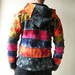 Cotton Knitted Rainbow Patchwork Jacket - Pixie - Hippie - Men - Women - Pointed Hood - Polar Lining - Warm - Fleece Lined- Rainbow Clothing