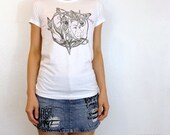 Womens T-shirt Original Art Print T shirt Nature Face Design Tee White Cotton 100 T shirt Juniors clothing Woman Fashion