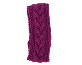 Cable Knit Earwarmer - Headband Accessory - Acrylic Yarn - Passion Purple