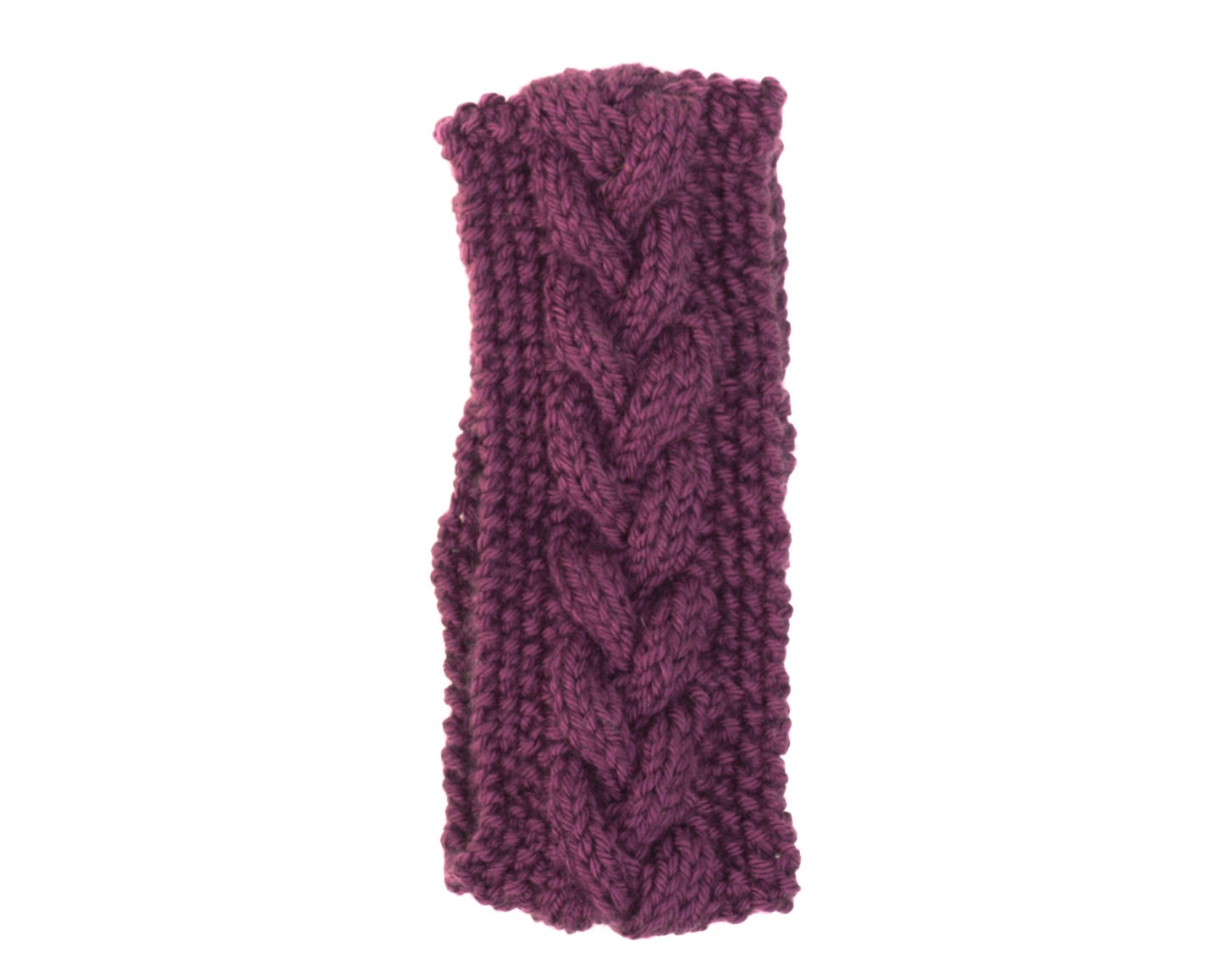 Cable Knit Earwarmer - Headband Accessory - Acrylic Yarn - Plum Purple