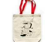 Tote Bag - Coffee Girl - Silkscreened cotton canvas tote - Fun, sexy carry-all