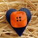 Unusual ring with orange button and wooden blue heart, boho ring, hippie jewelry, Valentine's day by lespetitsbuttons on Etsy