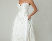 Short Sea Shell Silk Ball Gown Wedding Dress with Pockets, Strapless, Sweetheart Bodice, Corset Back, Eco Friendly Available in Plus Size