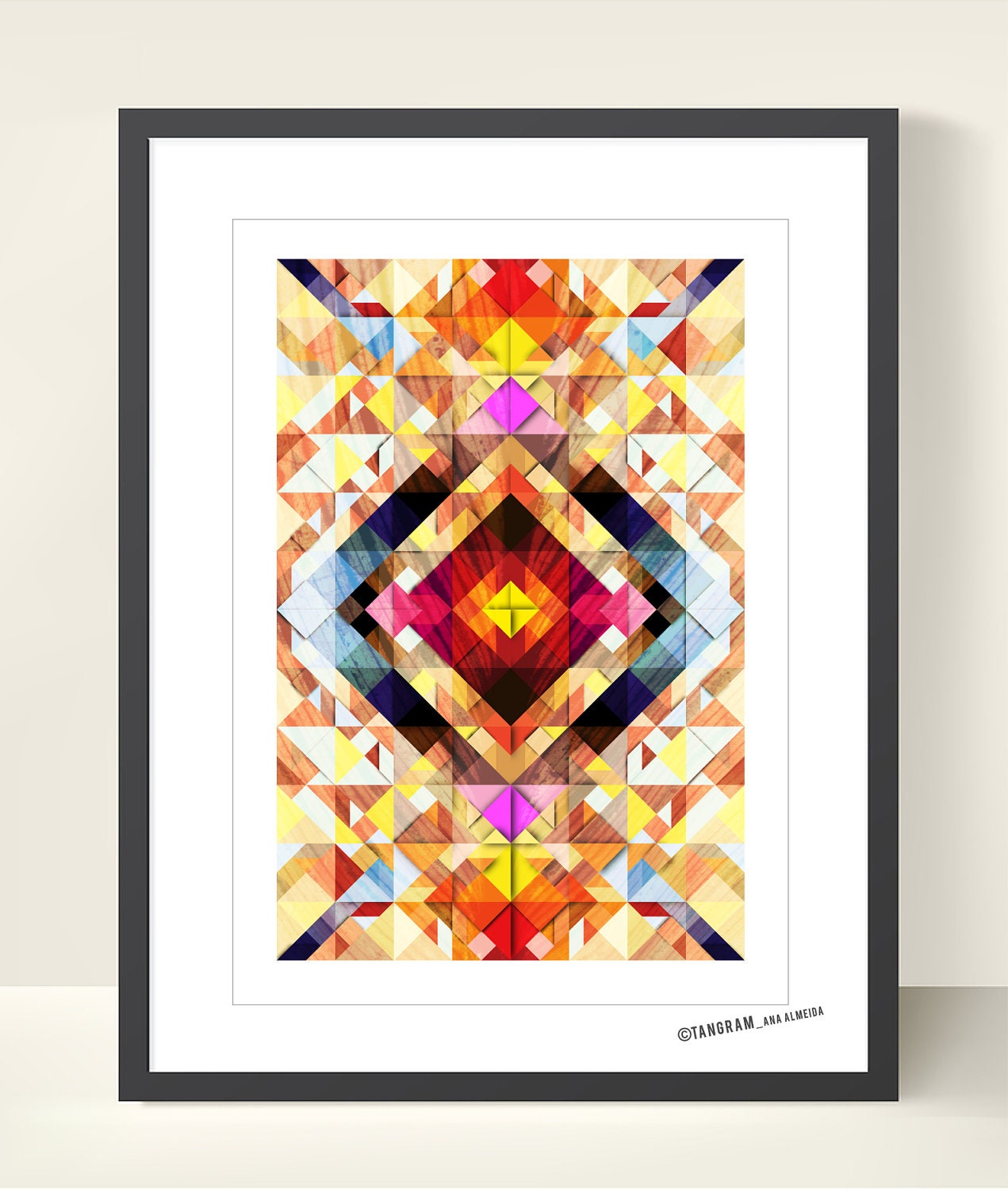 Geometric Art Tangram Poster. Abstract Wall Decor. Explosion of Colors - Modern Art Print A3, Geometric Wall Art Tangram