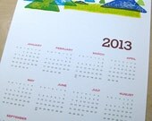 ON SALE 2013 Letterpress Poster Wall Calendar Abstract Forest Print
