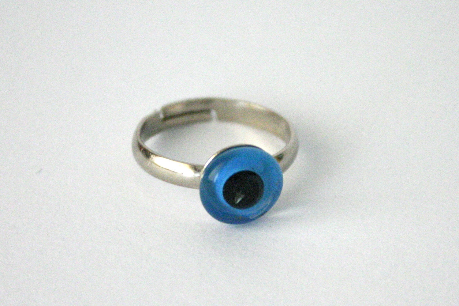 Adjustable Silver Ring Blue Evil Eye Turkish Ring Middle Eastern