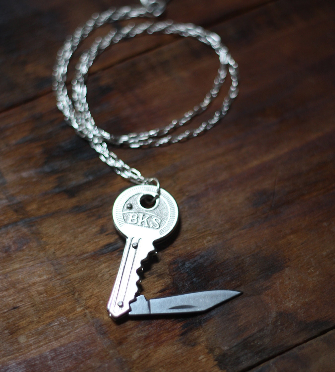 Key Shaped Pocket Knife Necklace