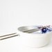 Blue white pottery bowl - handmade ceramic bowl - rice bowl with rose chopsticks stoneware dish