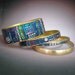 Three Tribal Purple Blue Green Iridescent Mosaic Brass Bangle Bracelets