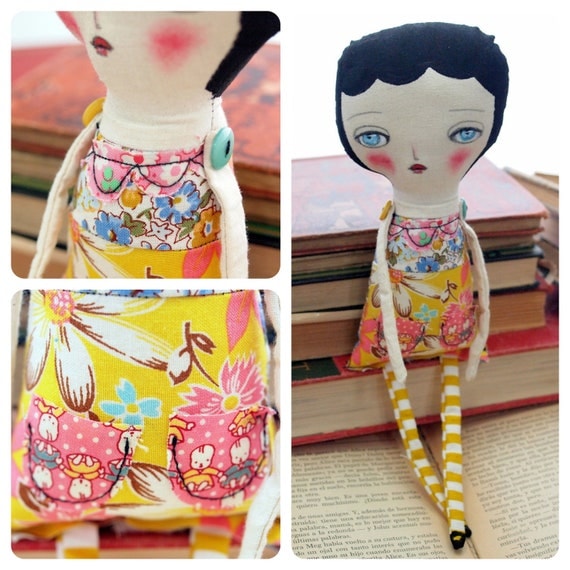 ISABELLA - Original Handmade Fabric Doll by Danita Art (Approx. 12 Inches Tall)