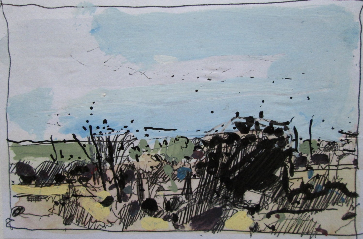Berry Patch, Retouched  Landscape Monotype, Stooshinoff