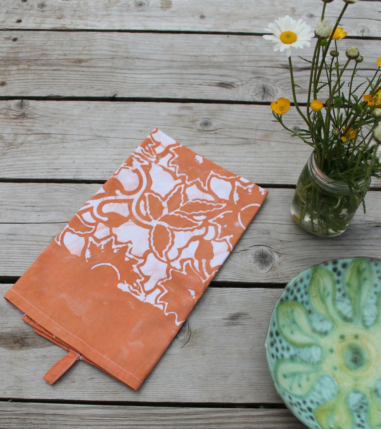 rust orange tea towel