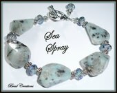 Green Kiwi Jasper Bracelet Crystal Rondelle Silver Seafoam SEA SPRAY