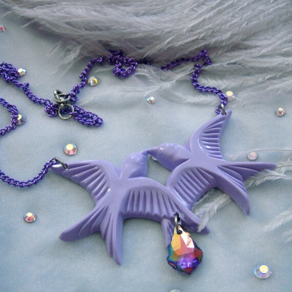 Lilac Birds Necklace