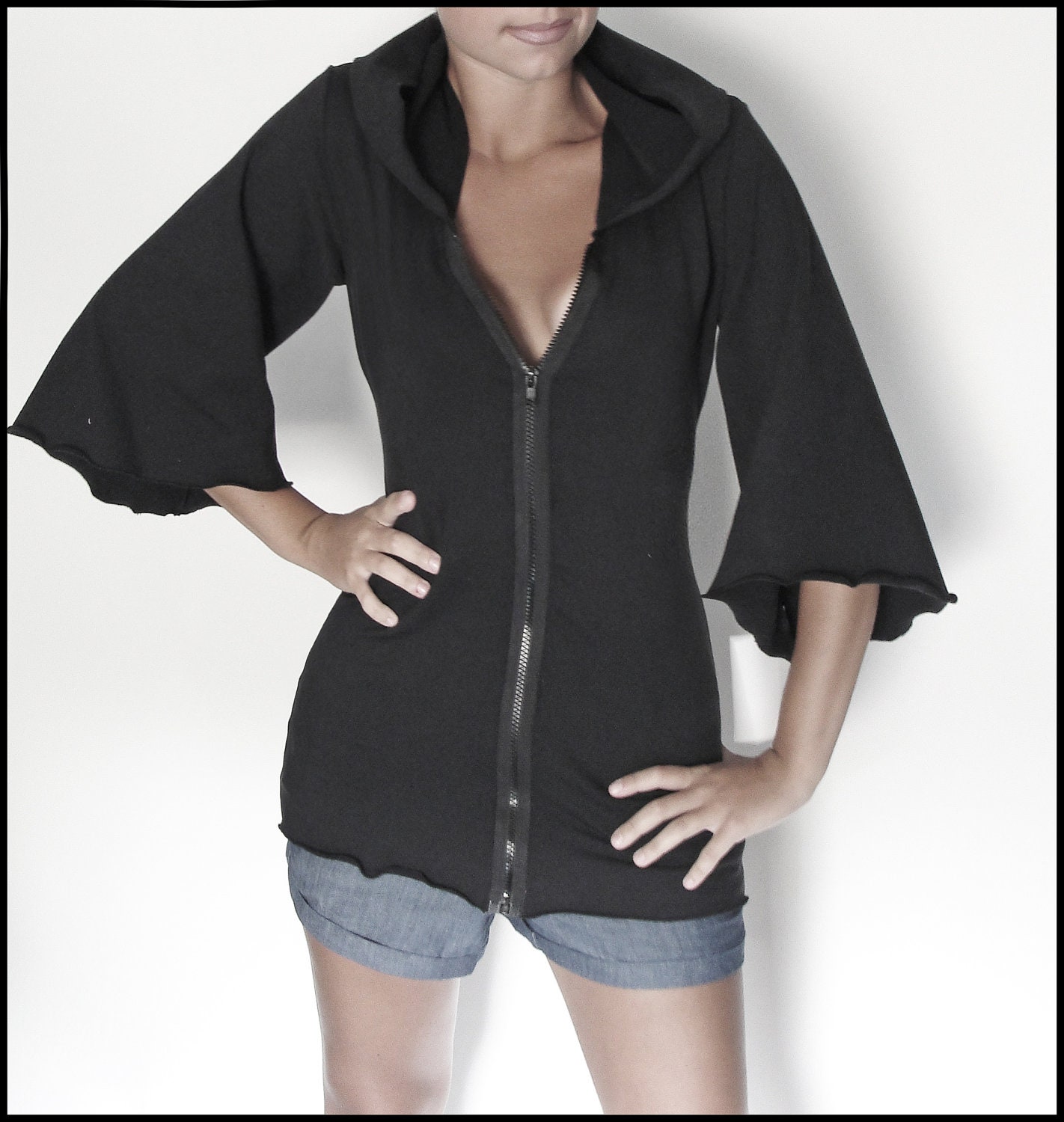 Venni Caprice Florencita Hoodie Shirt  - Black