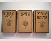 3 Antique Books Historic Novels Shabby Distressed Tattered Vintage Home Decor