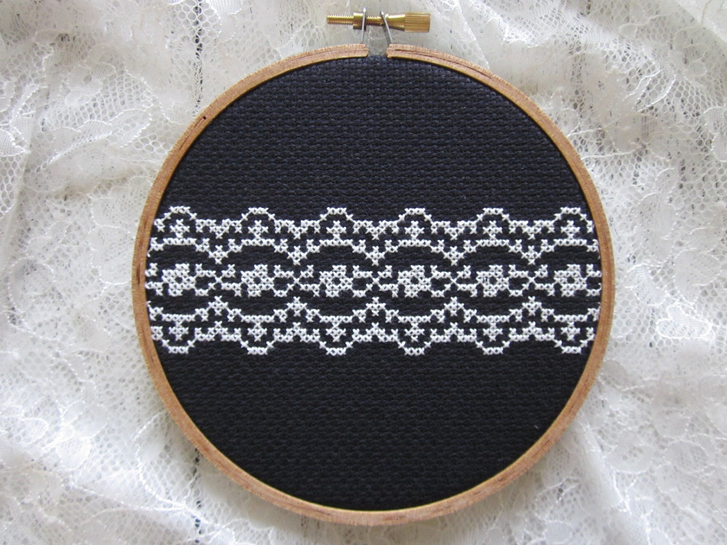diy cross-stitch pattern/kit - amazing lace- to be framed in the 5 inch hoop VARIOUS COLORS AVAILABLE