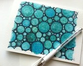 TEAL CELLS giclee print / greeting card (5" x 6.8") with deckle envelope