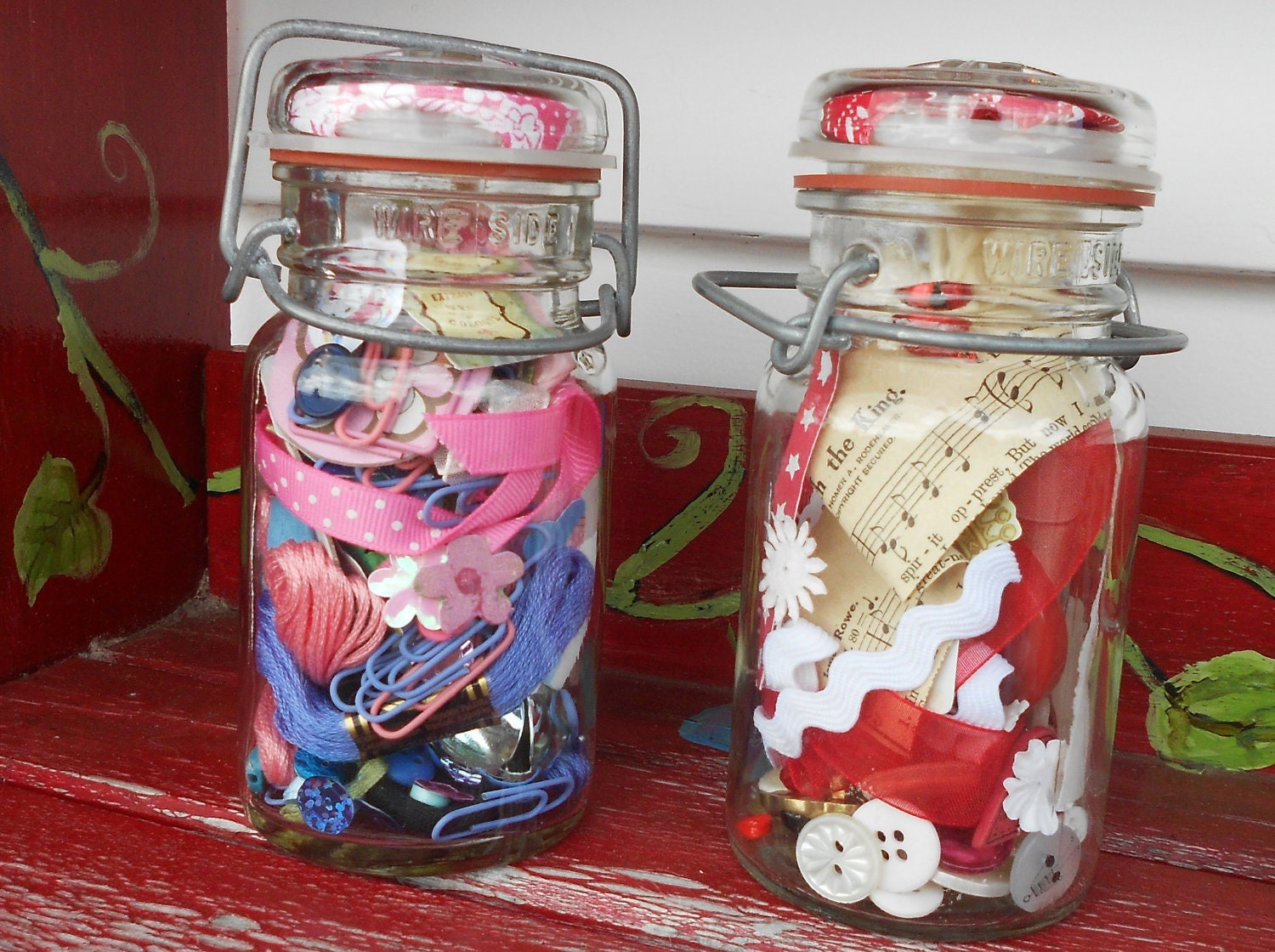 Red and White Whimsy Jar