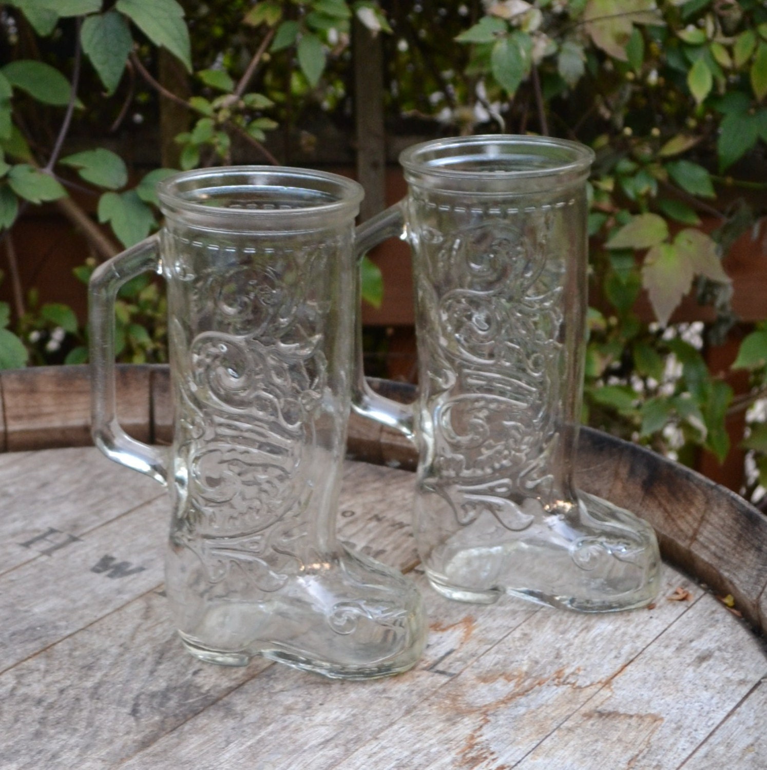 Yee Haw Glass Cowboy Boot Mug set of 2