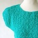 80s vintage sweater / Linen Cotton / bright teal green / Zig Zag Popcorn Knit / Nubby texture xs s m
