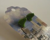Bright Avocado Green Weasel Earrings