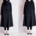 60s mod black wool a line coat / m / l