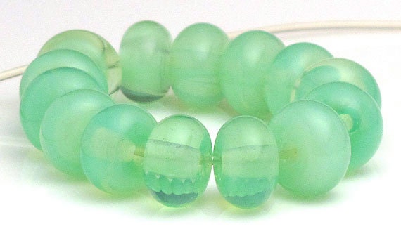 Handmade Lampwork Bead Set Seafoam Green Spacers (14) SRA