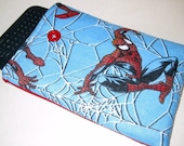 Ereader sleeve case padded bag cover upcycled fabric Kindle Nook Spiderman