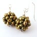 Cluster Pearl Earrings Freshwater Bronze Olive Green Brown Dangle