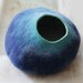 Cat Nap Cocoon / Cave / Bed / House / Vessel - Hand Felted Wool - Crisp Contemporary Design - READY TO SHIP  Teal to Blue Bubble