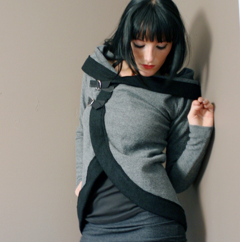 boiled wool cardigan sweater with black binding - made to order