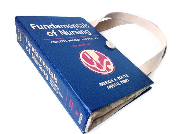 Book Purse Fundamentals of Nursing Book Handbag Fashionable Bag for a Nurse Blue bookpurse