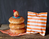 25 striped bags - 5 X 7 - candy, treat, or gift - orange and white