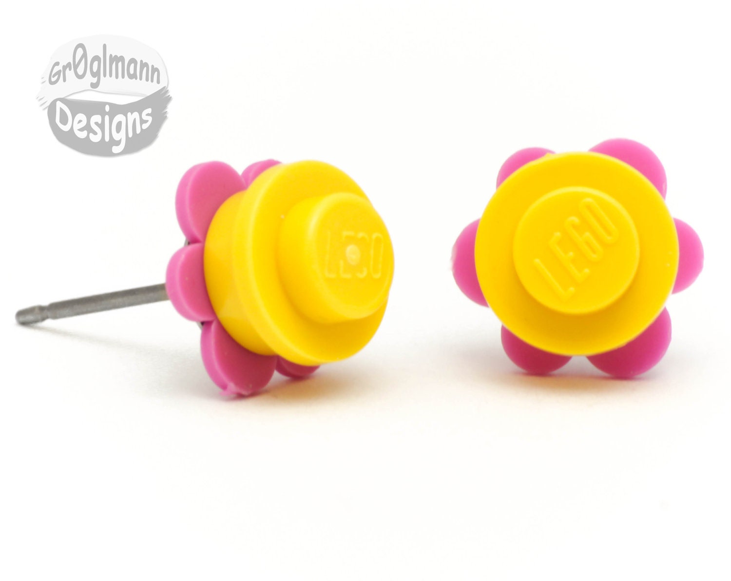 Yellow & Pink Flower Stud Earrings :) made with LEGO bricks