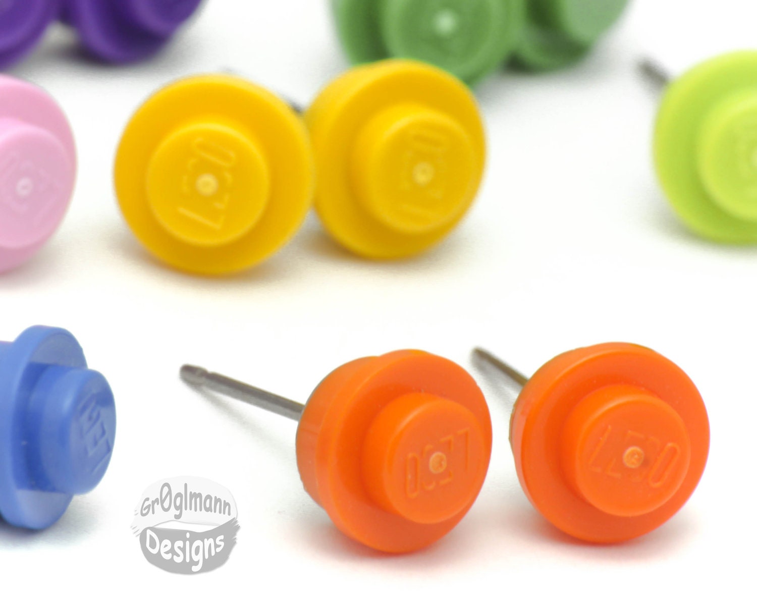 Little Stud Earrings :) made with LEGO bricks - Pick Your Color