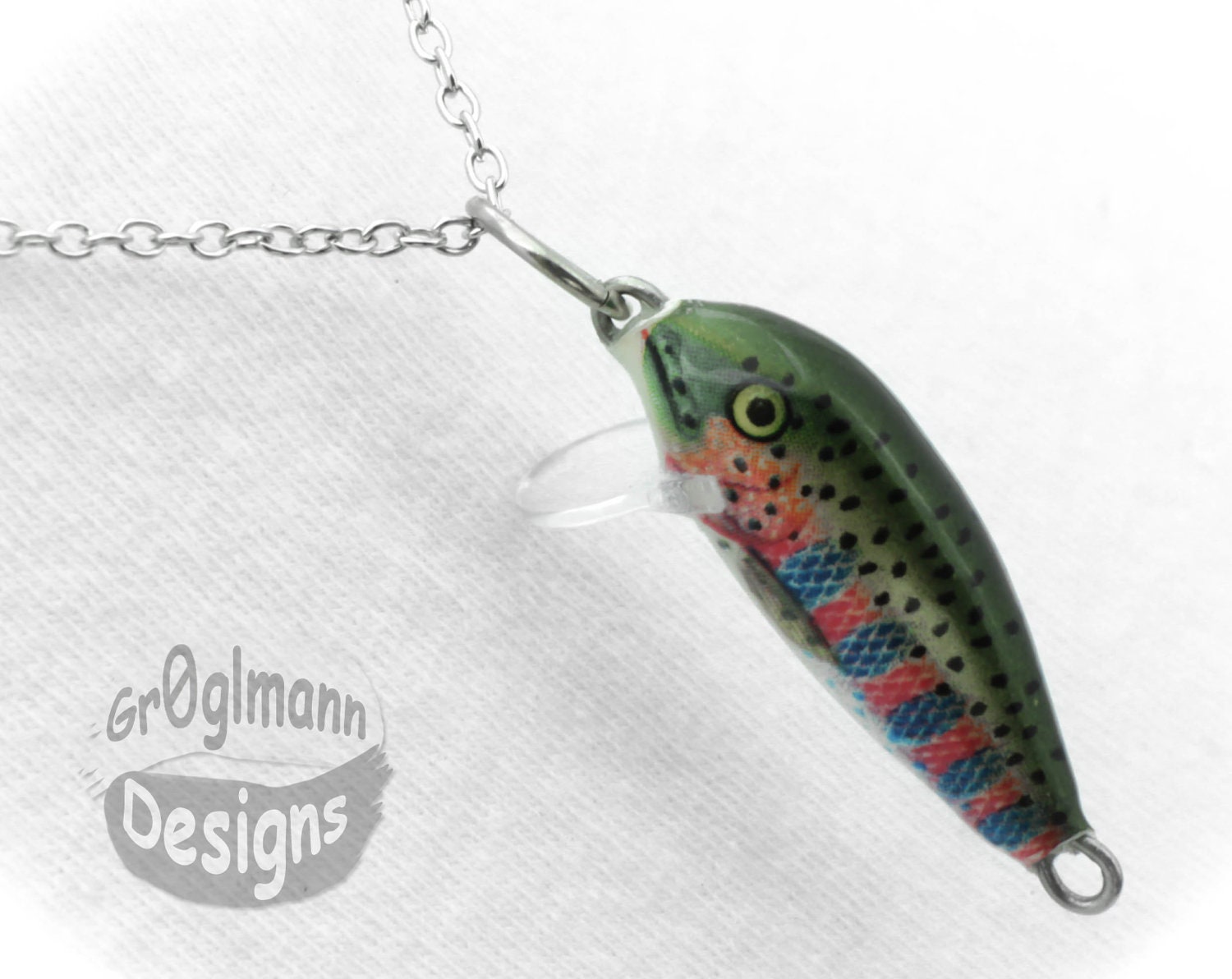 Last One - Green Blue Pink Fishing Lure Necklace :)