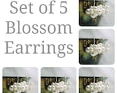 Set of 5 Bridesmaids Earrings, Five Swarovski Pearl Cluster Earrings, Bridal Party Gift, Wedding Earrings, Bridesmaids Gift, Bridal Earrings