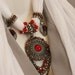 White Scarves Necklace Scarf With Pendant Ruby Red Pendant M