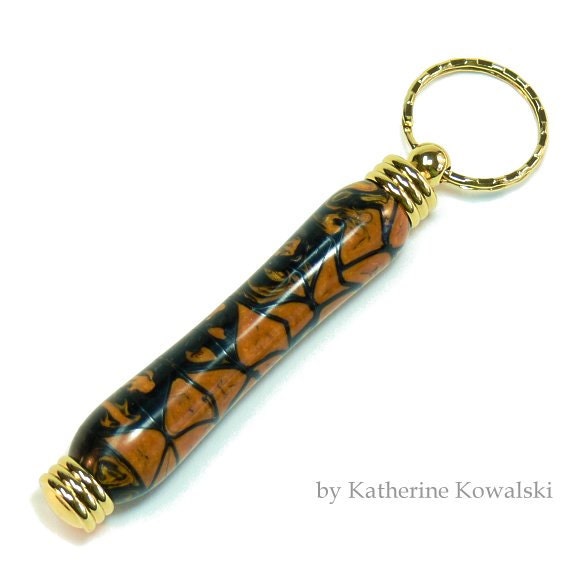 Tiger Stripe - Needle Case/Toothpick Holder/Pill Box - Acrylic, 24k Gold - (DAYSTAR) Katherine Kowalski woodturning - daystar07