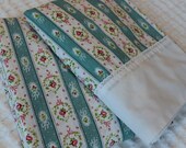 Sale - Vintage Percale Sheet Set - Twin Size - Cottage Style - Springmaid - Soft - Shabby Chic - Turquoise Red Pink with White