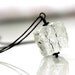 Hammered crystal quartz cube oxidized sterling silver necklace Ice cube