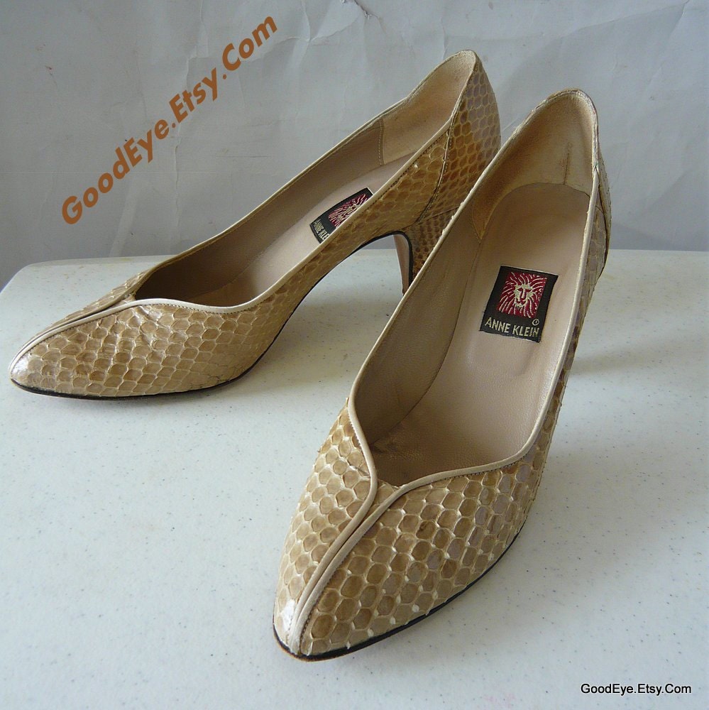 Vintage Snake Skin Pumps High Heel Shoes sz 8 .5N Italy Eur 39 UK 6 Narrow AK 1980s