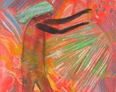 Dreaming Red - Original Mixed Media Collage on Board