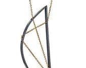 Demi Selene Necklace 105 in Oxidized Silver and Gold Fill Chain