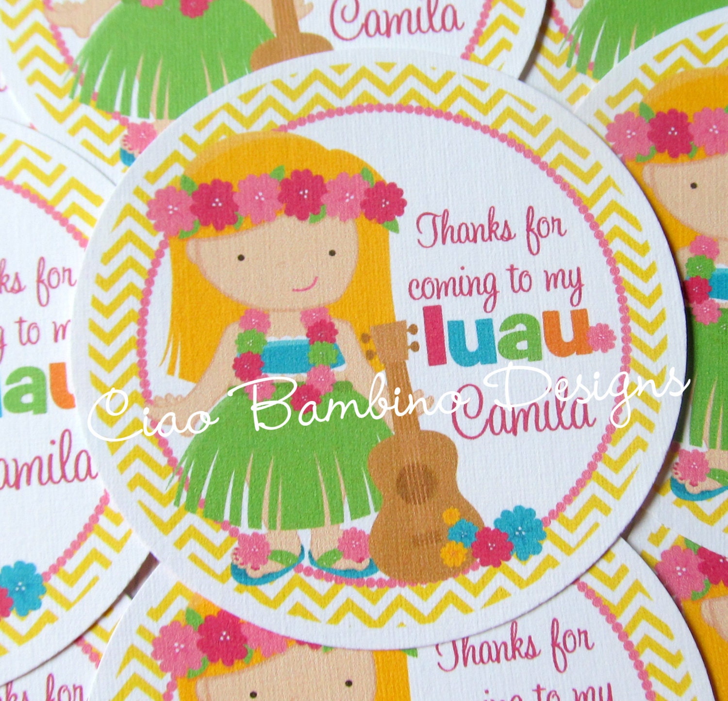 Luau Favor Tags - Boy and Girl Designs available - Chevron