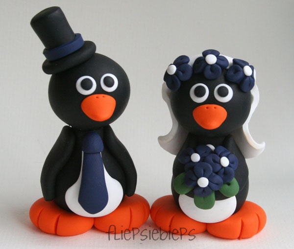 Custom Penguin Wedding Cake Topper