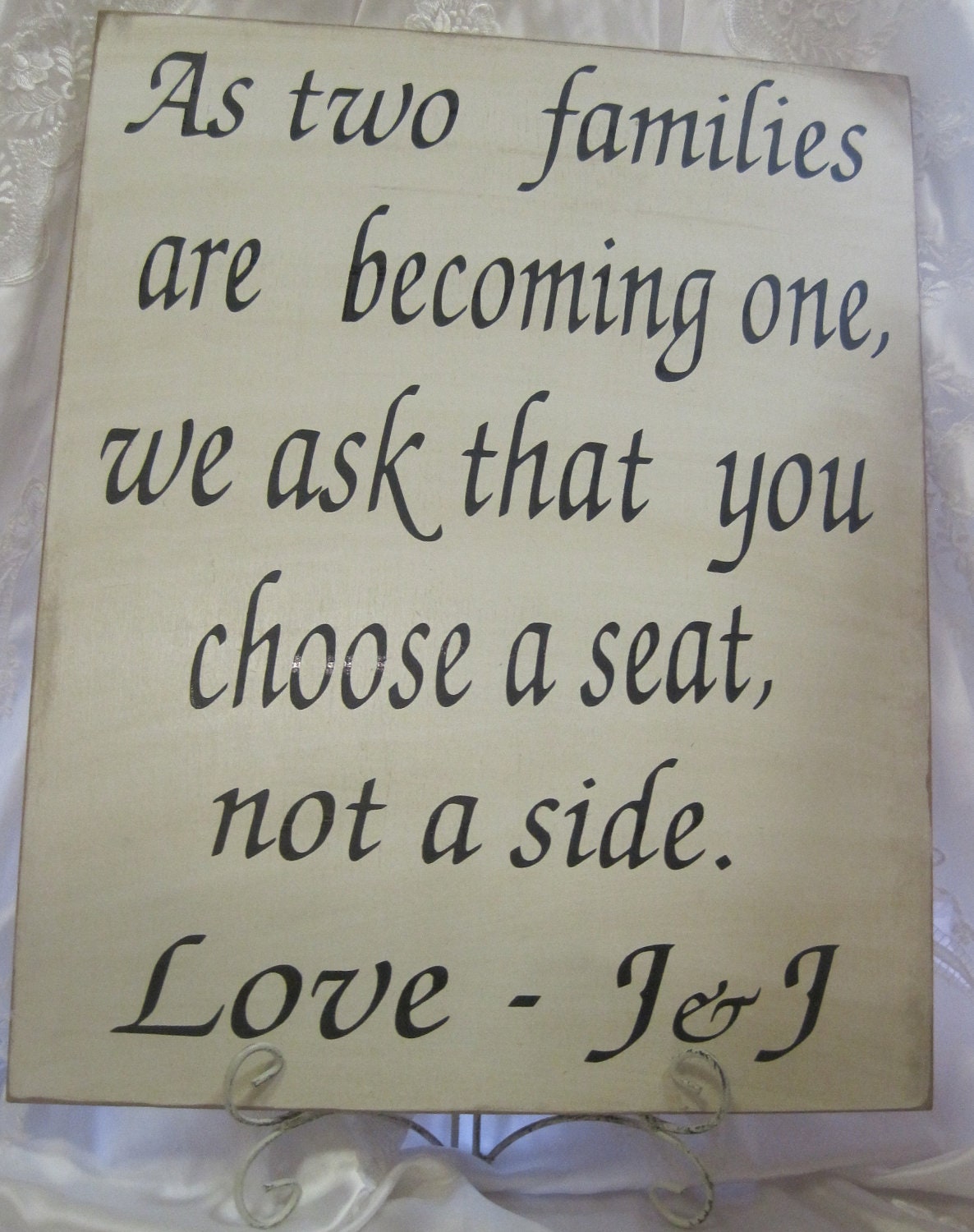Rustic Wedding Sign Xlarge 16 x 20 Directional Two Families become One Choose a Seat Not a Side Ceremony Reception