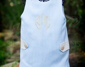 3m, 6m, 9m, 12m, 18m, 2t, 3t, 4t Baby Blue Summer Wool/ Linen Jon Jon or Romper (SHORT VERSION) from Silly Nilly