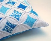 Decorative Pillow Cover Blue Topaz Cathedral Window Blue Batik 18 Inch